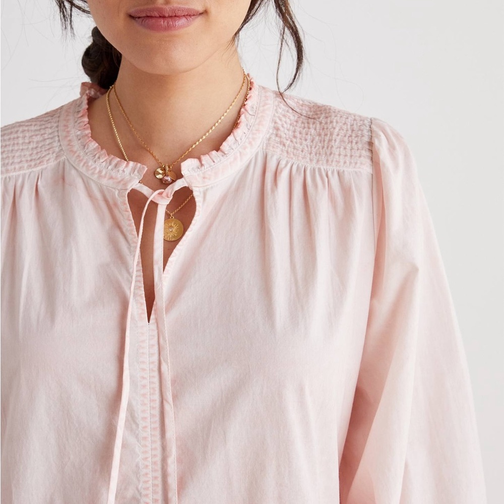 Anthropologie Othilia Soft Pink and White Tiered Desdemona Dress - Picture 4 of 8
